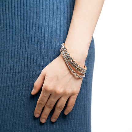 Crystal Luxe Gold-Tone Double Row Rhinestone Bracelet