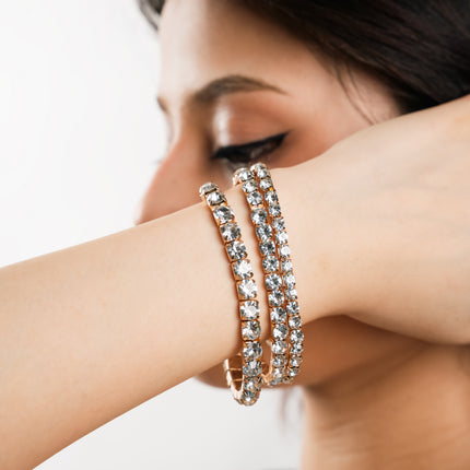Crystal Luxe Gold-Tone Double Row Rhinestone Bracelet