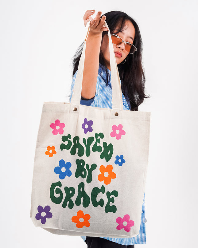 Saved By Grace Canvas Tote Bag