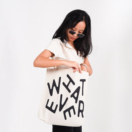 What Ever Canvas Tote Bag White