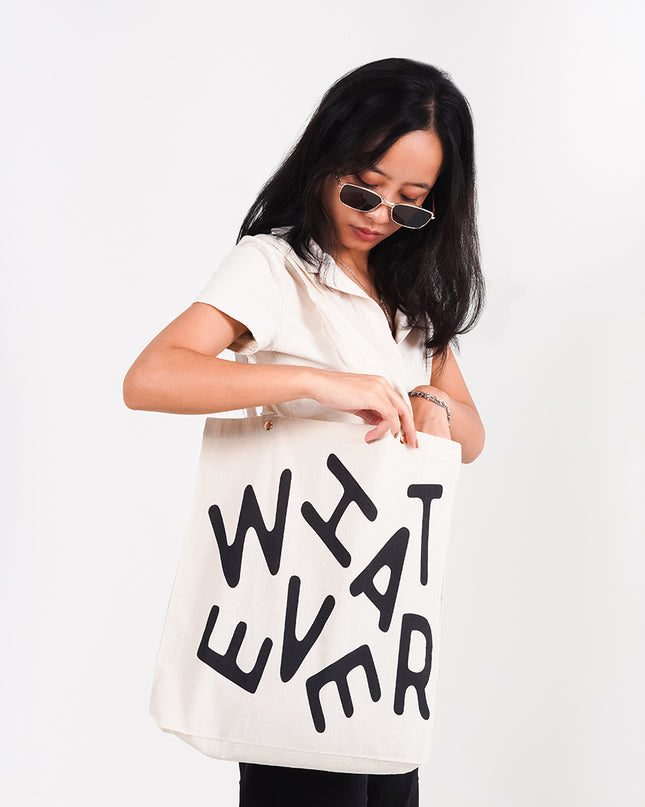 What Ever Canvas Tote Bag White