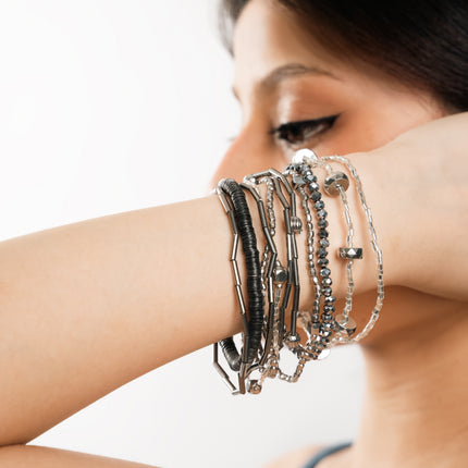 Midnight Luxe Layered Beaded Bracelet Set