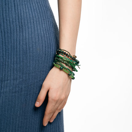 Emerald Green Multi-Layer Beaded Charm Bracelet
