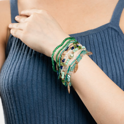 Emerald Tide Multi-Strand Beaded Bracelet Set