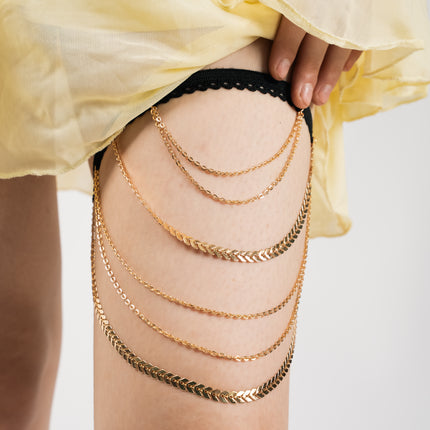 Golden Cascade Layered Thigh Chain