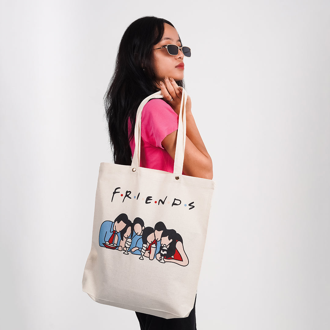 Friend Tote Bag - Best Friend Gift Canvas Shoulder Bag With Quote, 13.4"x14.8", Durable Cotton Grocery Bag