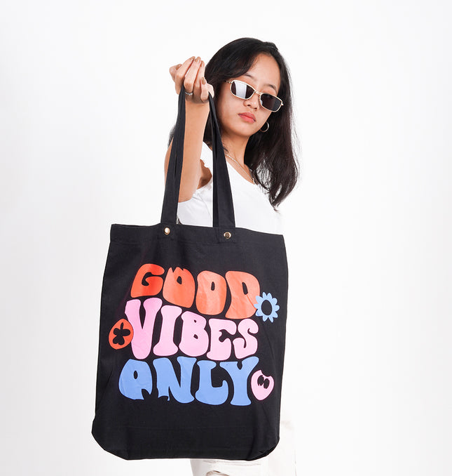 Good Vibe Only Tote Bag Black