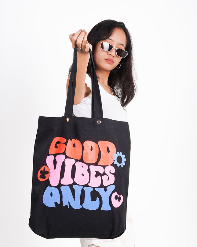 Good Vibe Only Tote Bag Black