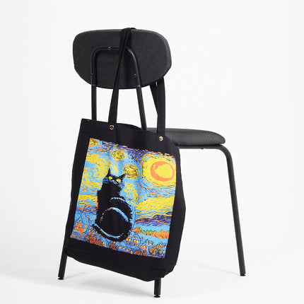 Van Gogh Cat Canvas Tote Bag