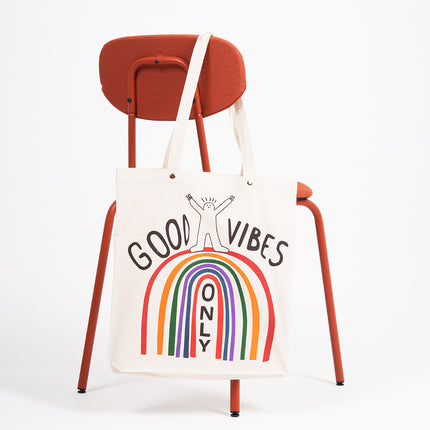 Good Vibes Only Rainbow Canvas Tote Bag