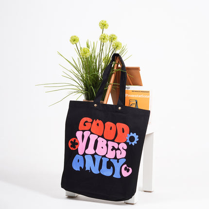 Good Vibe Only Tote Bag Black