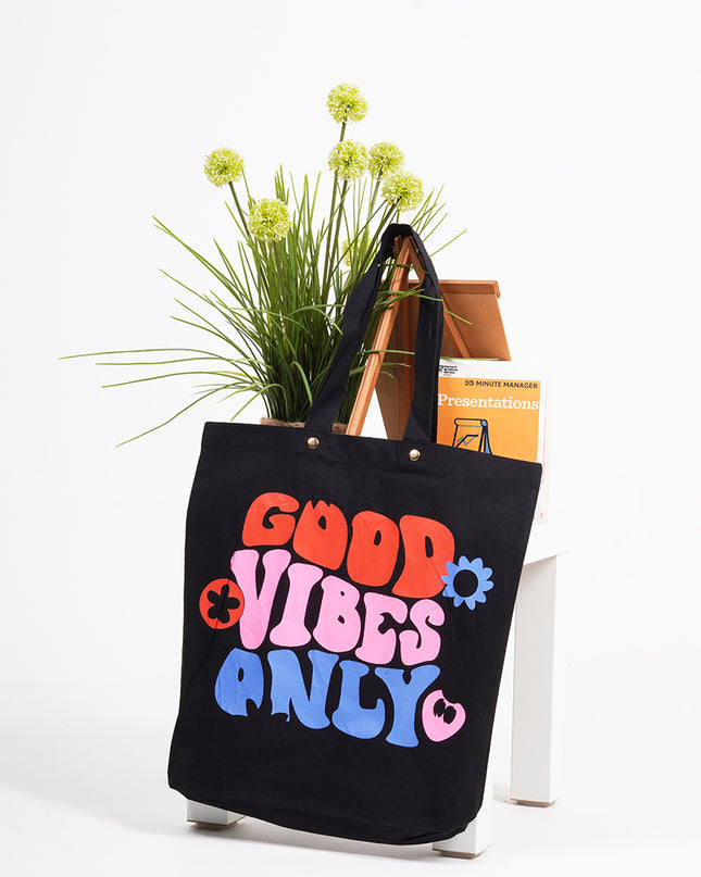 Good Vibe Only Tote Bag Black