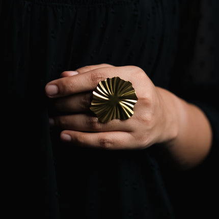 Floral Grace Gold Adjustable Ring