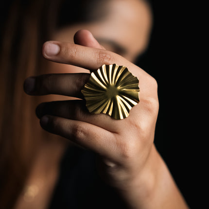 Floral Grace Gold Adjustable Ring