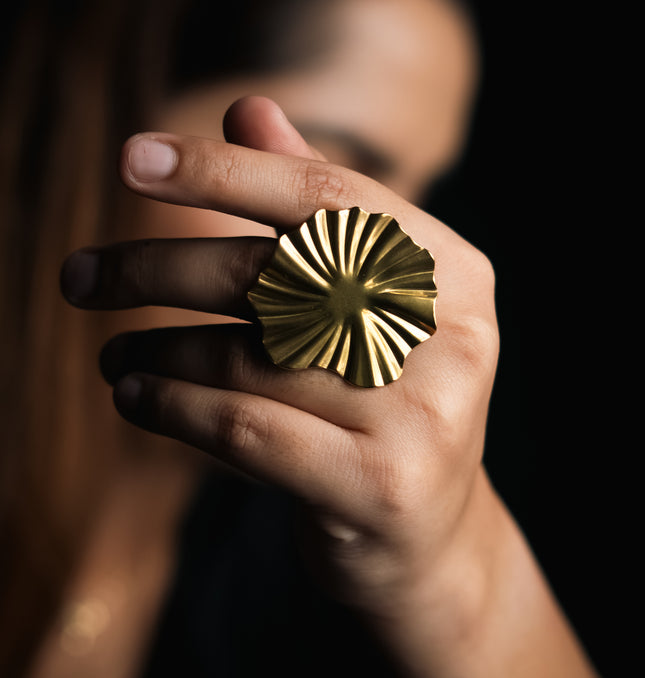 Floral Grace Gold Adjustable Ring