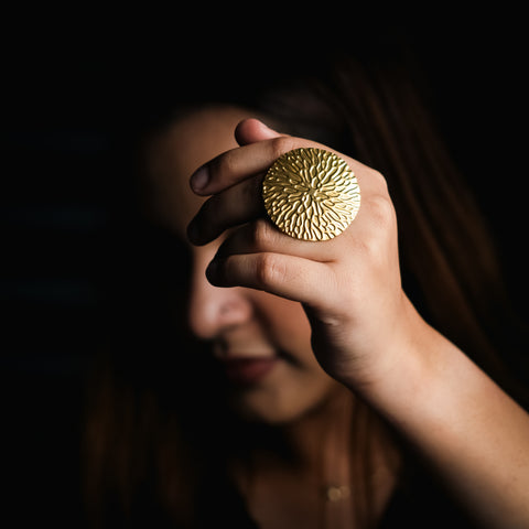 Timeless Wide Gold Adjustable Ring from Hashtack