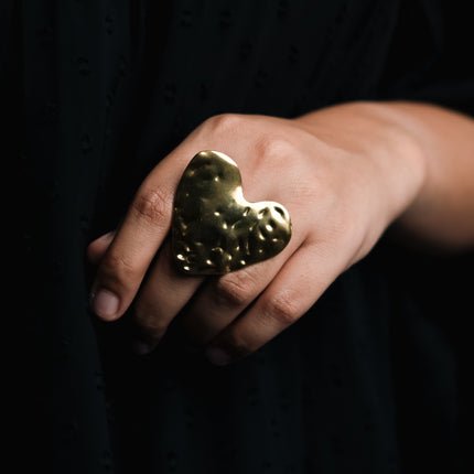 Dainty Heart Gold Adjustable Ring