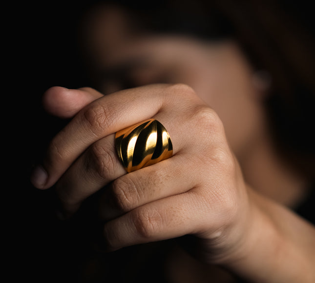 Classic Wide Gold Adjustable Ring