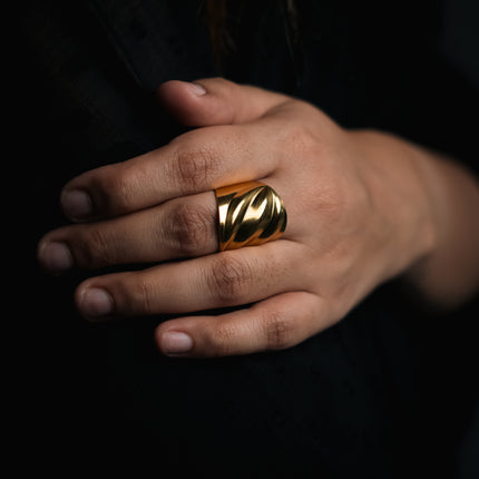 Classic Wide Gold Adjustable Ring
