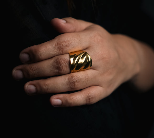 Classic Wide Gold Adjustable Ring