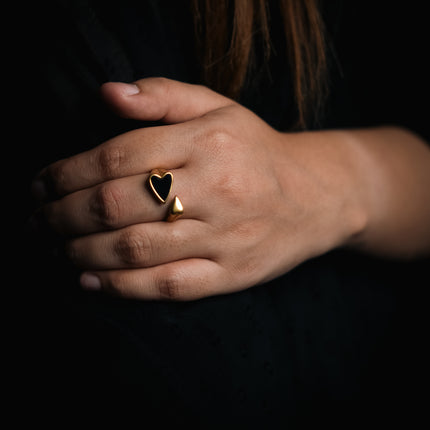Black Love Adjustable Ring