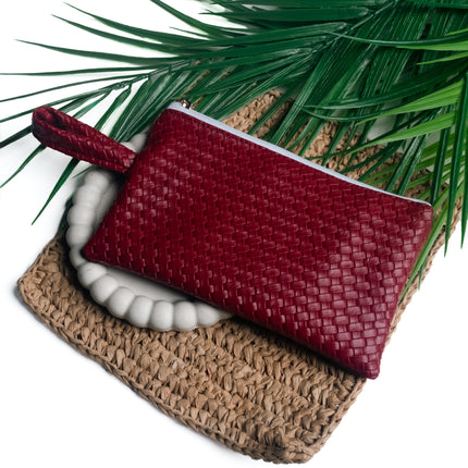 Elegant Red Woven Pouch