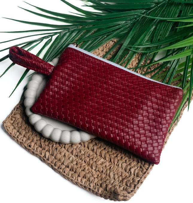 Elegant Red Woven Pouch