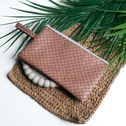 Chic Brown Woven Pouch
