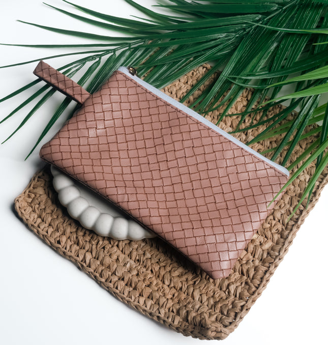 Chic Brown Woven Pouch