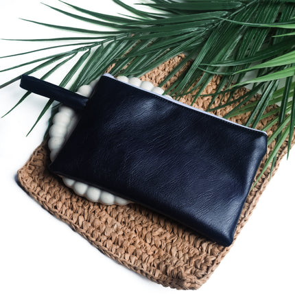 Trendy Black Leather Pouch
