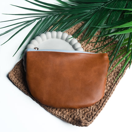 Elegant Brown Vegan Leather Pouch