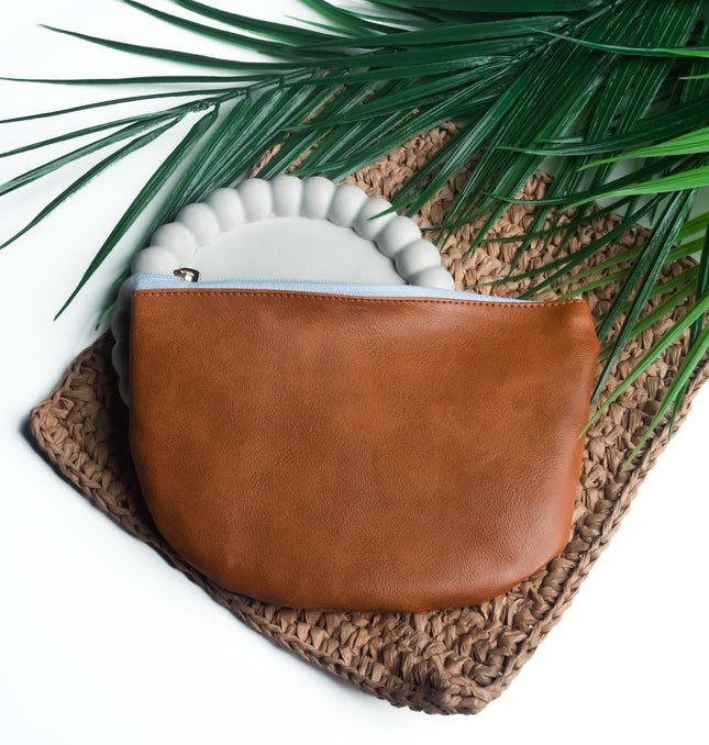 Elegant Brown Vegan Leather Pouch