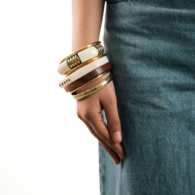 Ivory Luxe Metal Resin Bangles
