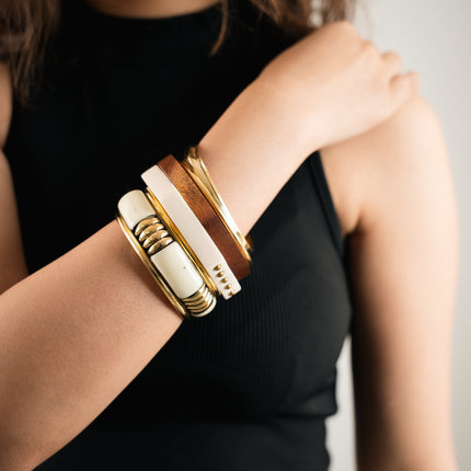Ivory Luxe Metal Resin Bangles
