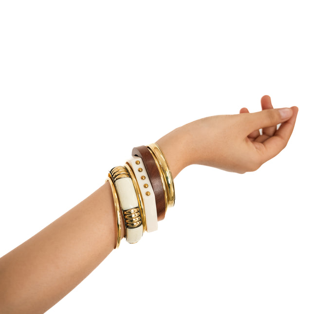 Ivory Luxe Metal Resin Bangles