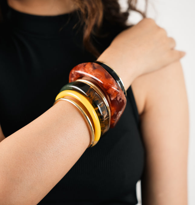 Amber Aura Resin Bangles