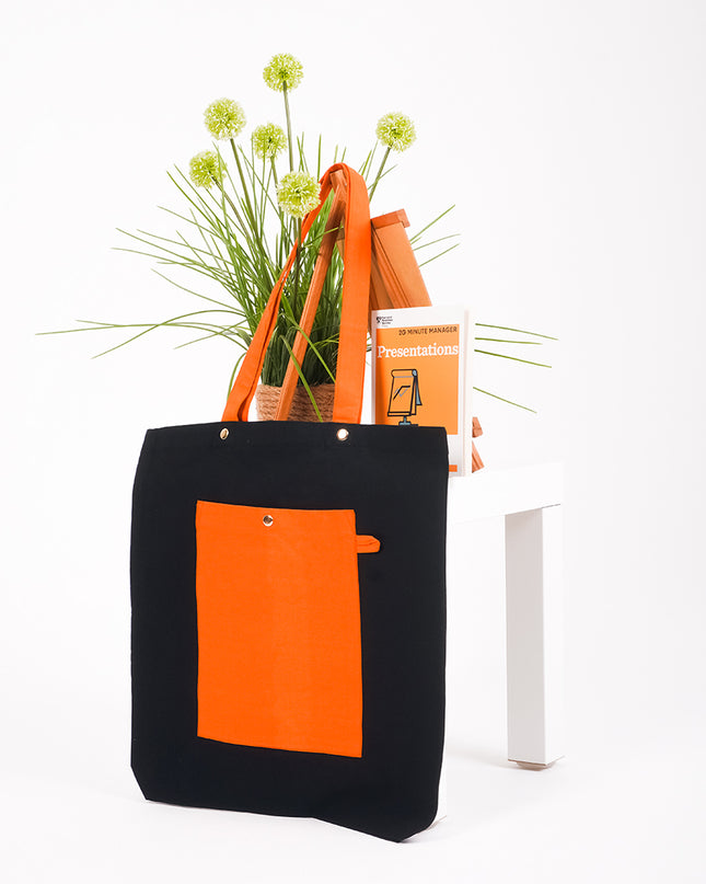 Black Sunny Canvas Tote Bag