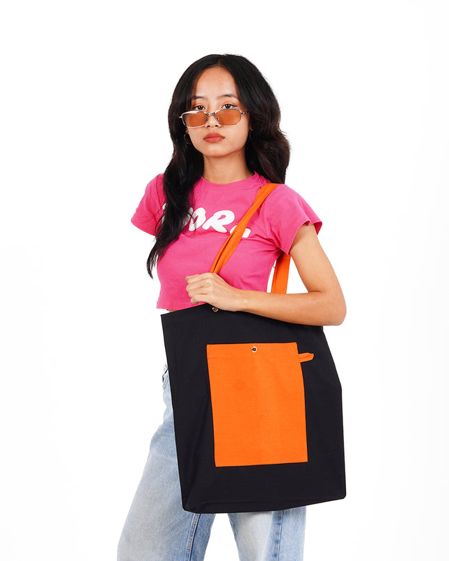 Black Sunny Canvas Tote Bag