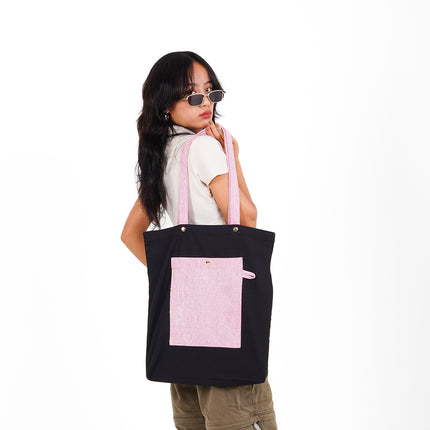 Black Cotton Candy Canvas Tote Bag