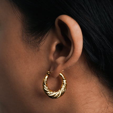 Metallic Moon Hoops