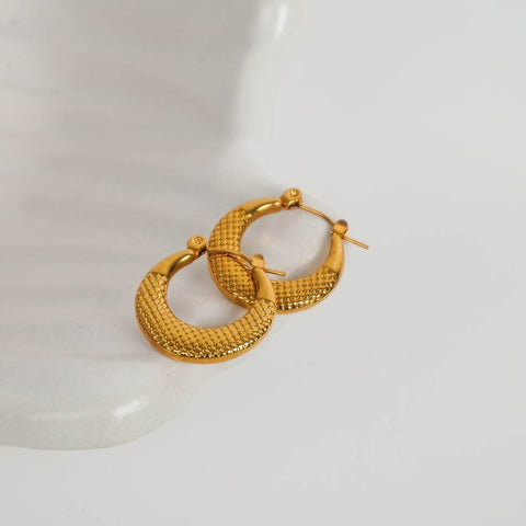 Textured Gold Hoop Earrings from Hashtack