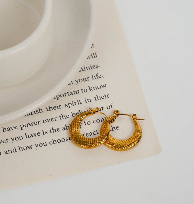 Textured Gold Hoop Earrings - HASHTACK