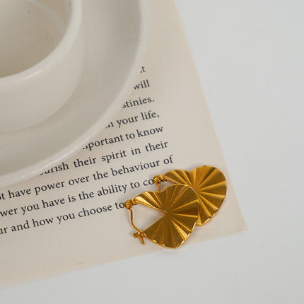 Golden Fan Heart Earrings