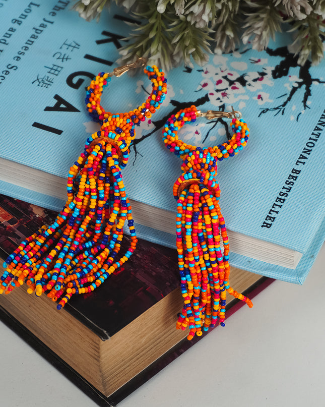 Fiesta Beaded Tassel Earrings