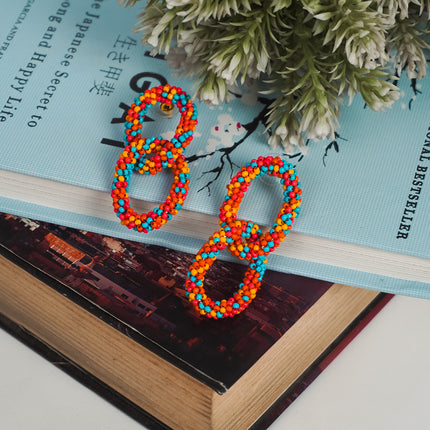 Fiesta Double Hoop Beaded Earrings