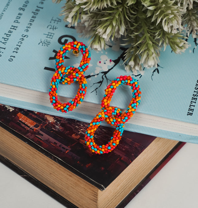 Fiesta Double Hoop Beaded Earrings