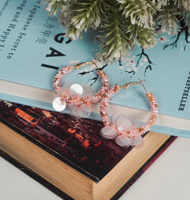 Blush Bloom Hoop Earrings