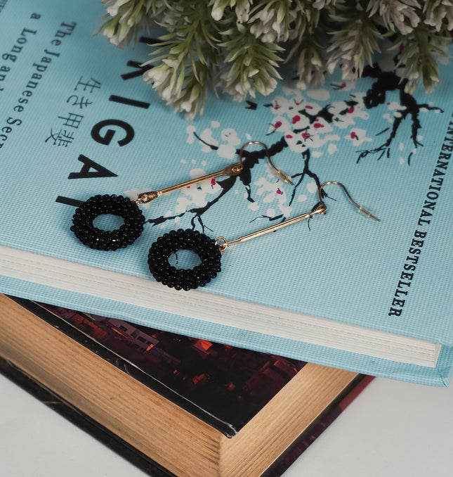 Black Orbit Drop Earrings