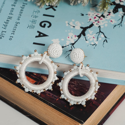 Opal White Hoops Earrings