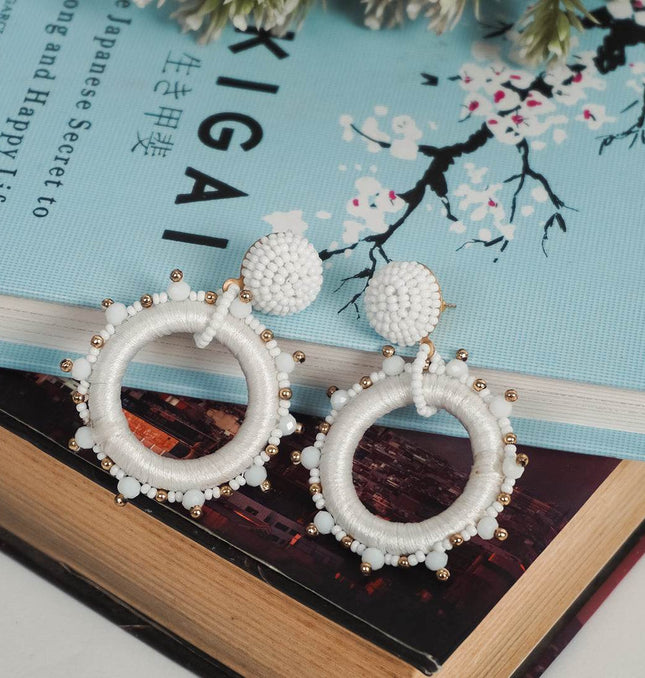 Opal White Hoops Earrings - HASHTACK